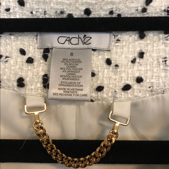 CACHE WHITE & BLACK TWEED BLAZER SIZE 6 - Picture 3 of 3